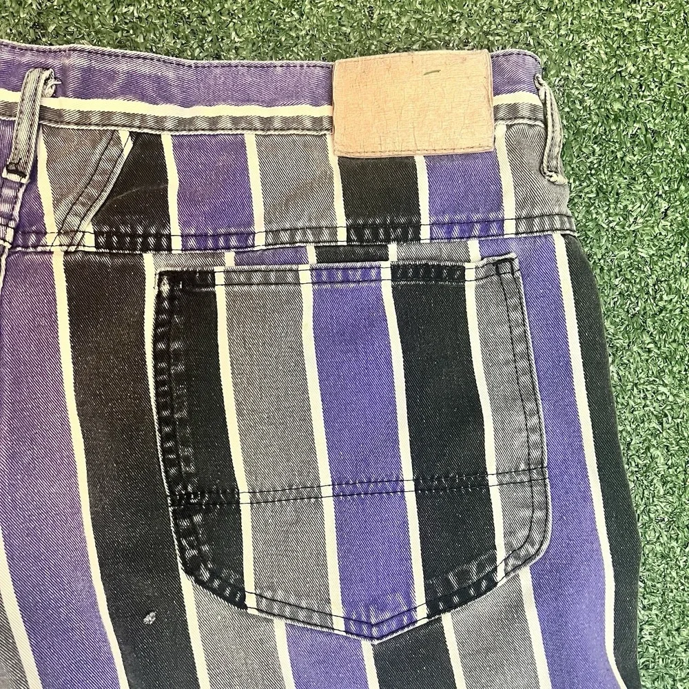 Vintage Marithe Francois Girbaud Striped Denim Shorts Blue Multi Colored Size 38